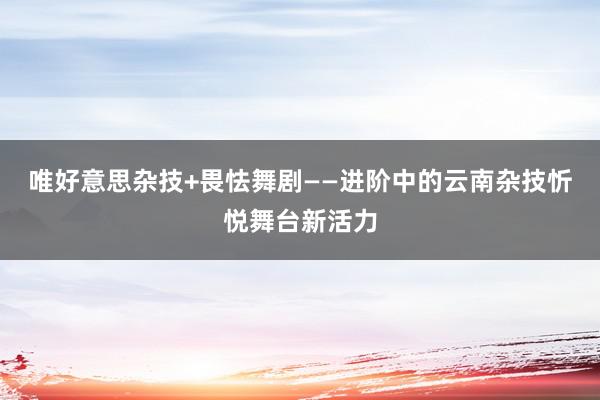 唯好意思杂技+畏怯舞剧——进阶中的云南杂技忻悦舞台新活力