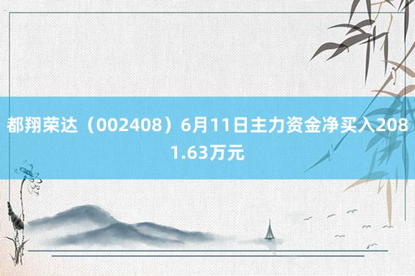 都翔荣达（002408）6月11日主力资金净买入2081.63万元