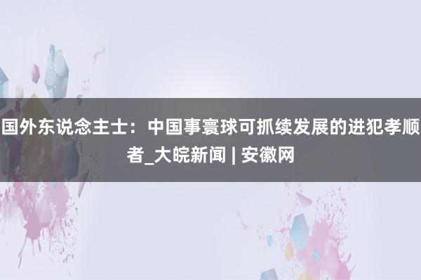 国外东说念主士：中国事寰球可抓续发展的进犯孝顺者_大皖新闻 | 安徽网