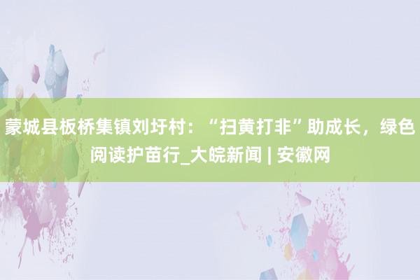 蒙城县板桥集镇刘圩村：“扫黄打非”助成长，绿色阅读护苗行_大皖新闻 | 安徽网