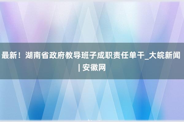 最新！湖南省政府教导班子成职责任单干_大皖新闻 | 安徽网