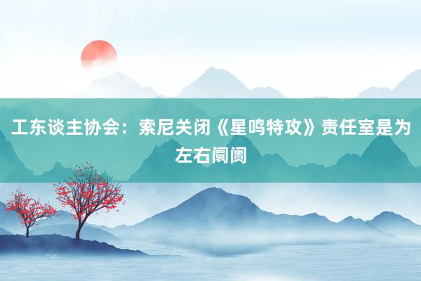 工东谈主协会：索尼关闭《星鸣特攻》责任室是为左右阛阓