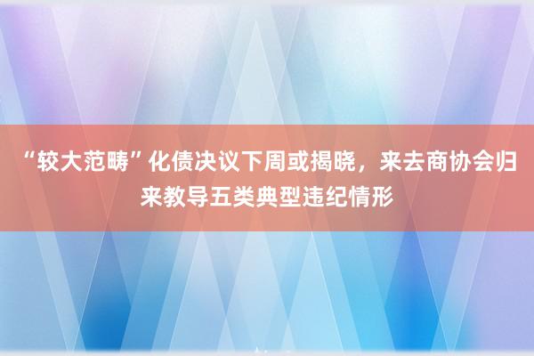 “较大范畴”化债决议下周或揭晓，来去商协会归来教导五类典型违纪情形