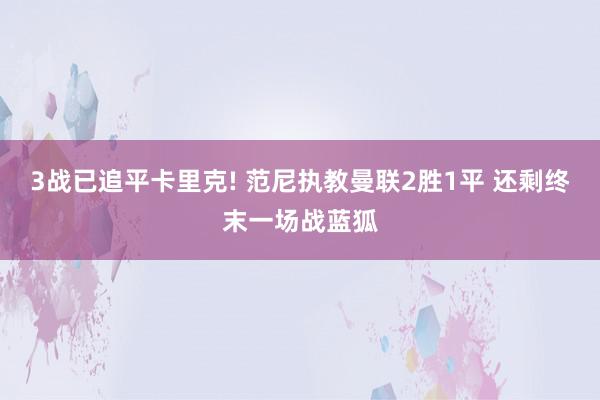 3战已追平卡里克! 范尼执教曼联2胜1平 还剩终末一场战蓝狐